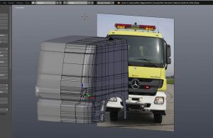 Screenshot 3D-Modellierung Führerhaus des Tanklöschfahrzeugs