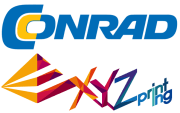 Kooperation im 3D-Druck: Conrad und XYZprinting Logo Conrad und XYZprinting