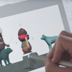 3D-Bildgestaltung am Tablet.