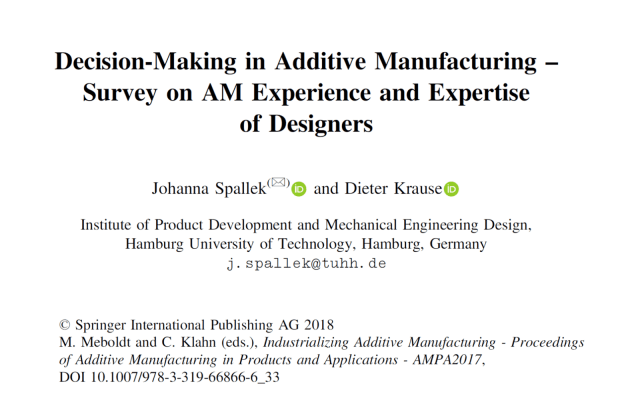 Decision-Making in Additive Manufacturing – Survey on AM Experience and Expertise of Designers