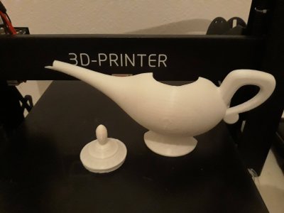 Bauteile der 3D-gedruckten Wunderlampe