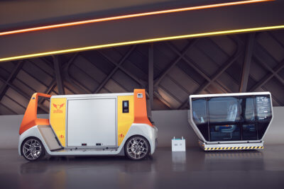 Aufgeteilt in Pod (Aufbau) und Skateboard (Chassis)