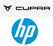 Logo Cupra Racing und HP Inc.