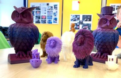 3D-Druckobjekte Löwe, Eule