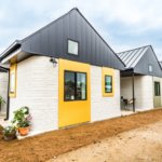 3D-gedruckte Häuser nebeneinander