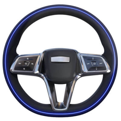 Das fertige Modul integriert im Lenkrad