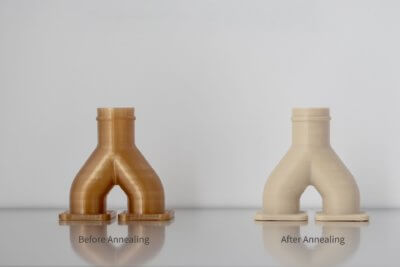 3D-gedrucktes Rohr vor und nach Tempern