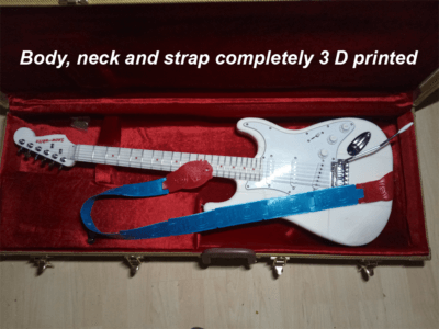 Die fertige E-Gitarre aus dem 3D-Drucker