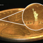 3D-gedruckte Freiheitsstatue auf Münze