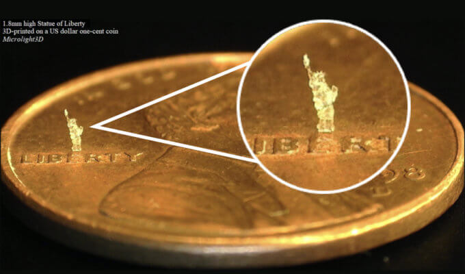 3D-gedruckte Freiheitsstatue auf Münze