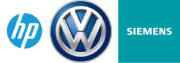 HP, VW und Siemens Logos