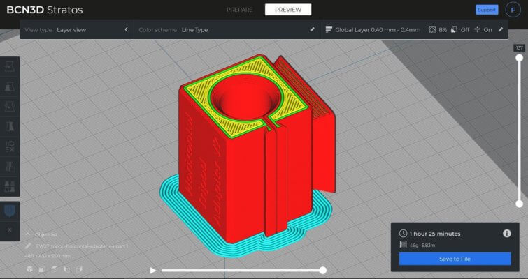 Screenshot Software Stratos von BCN3D