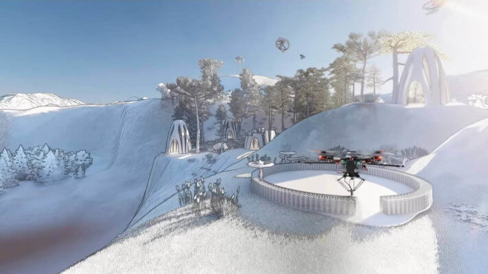 Drohne baut Haus mit 3D-Druck