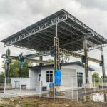 3D-gedrucktes Haus und 3D-Drucker