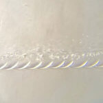 40-fach vergrößertes Bild einer biogedruckten Linie aus Quallenkollagen