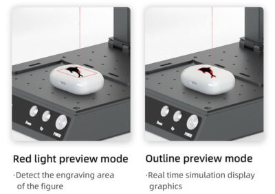 Lasergravierer Vorschau Gravurbereich und zu gravierendes Muster
