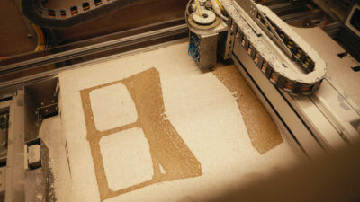 Ansicht Druckbett des 3D-Druckers Ansicht Druckbett des 3D-Druckers