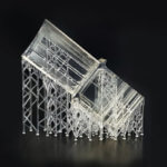 SLA-3D-gedrucktes Objekt auf schwarzem Hintergrund