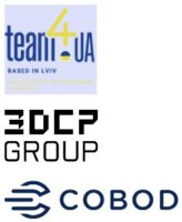 Team4UA, 3DCP Group und COBOD Logos