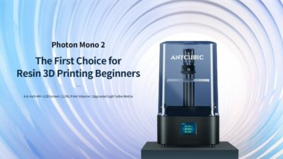 Anycubic Photon Mono 2 Anycubic Photon Mono 2 und Text: "First Choice for Resin 3D Printing Beginners"