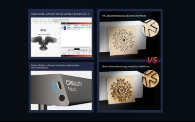Details zur Air Assist-Funktion, Beispiel mit und ohne Air Assist