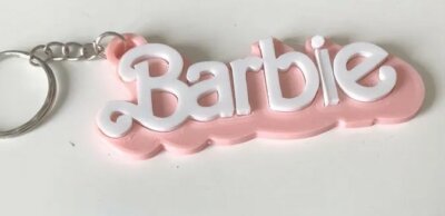 3D-druckbarer Schlüsselanhänger in Pink und Weiß