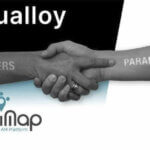 Handshake und Logos der Unternehmen