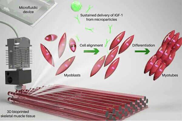 Schematische Zeichnung der Biotinte-Herstellung für 3D-gedrucktes Muskelgewebe