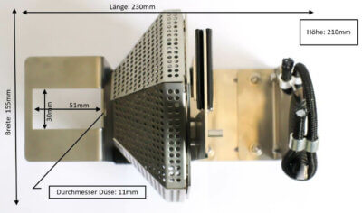 Abmessungen der Stratro XS Mini-Strahltrommel
