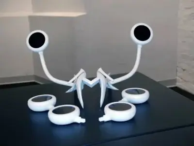 Detailansicht der Komponenten von Anouk Wipprechts 3D-gedrucktem Kleid.