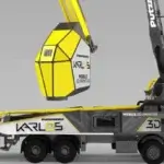 Putzmeister KARLOS 3D-Drucker beim Drucken einer Betonwand