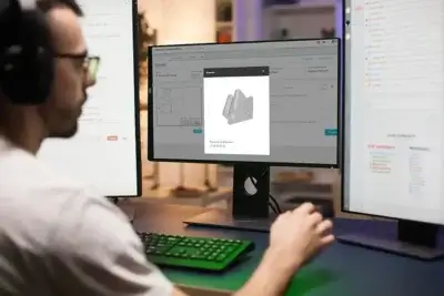Anwender arbeitet mit Castors 2D-zu-3D-Software zur Optimierung der additiven Fertigung Anwendung der 2D-zu-3D-Umwandlungssoftware von Castor im 3D-Druckbereich