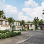 Visualisierung einer nachhaltigen Wohnsiedlung von Mighty Buildings in Kalifornien, entwickelt mit 3D-Drucktechnologie und umweltfreundlichen Bauprinzipien