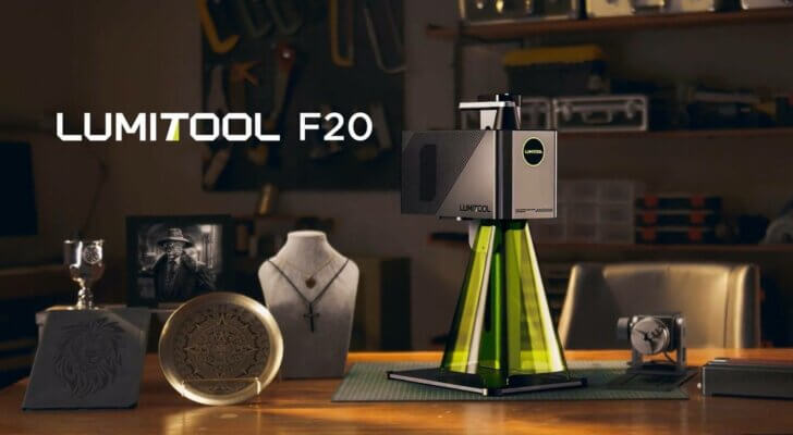 LumiTool F20 Laser-Gravierer mit hochauflösenden Metall- und Steingravuren LumiTool F20 20W Faserlaser-Gravierer mit gravierten Metall- und Steinobjekten