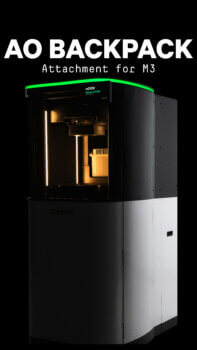 Moderne 3D-Drucktechnologie mit erweitertem Aufsatz für M3-Modelle 3D-Drucker mit AO Backpack Aufsatz bereit für den Druckstart