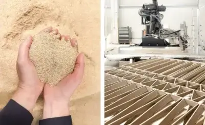 Aectuals 3D-gedrucktes Holz aus Holzabfallresten in maßgeschneiderten Bildschirmdesigns 3D-gedrucktes Holz aus natürlichen Abfallresten für nachhaltige Designmöbel von Aectual