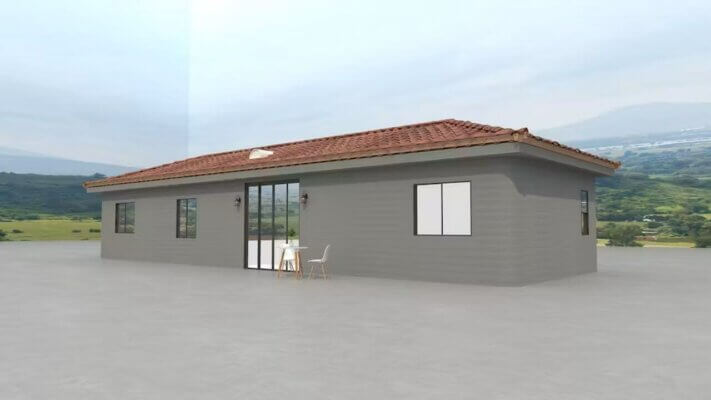 Computermodell eines feuerresistenten, 3D-gedruckten Hauses in Kalifornien