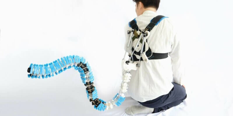 3D-gedruckter "Augmented Limb" von Chandler Cheng zur Verbesserung der Beweglichkeit im Weltraum Nahaufnahme des 3D-gedruckten "Augmented Limb" von Chandler Cheng, inspiriert von Schlangenbewegungen und Dinosaurierschwänzen