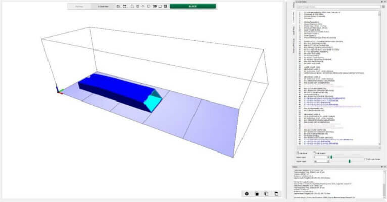 ORNL Slicer 2 Software zur Optimierung des 3D-Drucks von Windturbinenschaufeln ORNL Slicer 2 Bildschirmfoto zeigt den 45-Grad-Werkzeugpfad für den Druck einer Windturbinenschaufeln