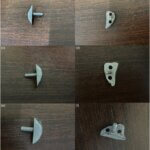 Verschiedene Ansichten von 3D-gedruckten Titanimplantaten zur Behandlung von Glenoiddefekten bei Schulterluxationen in 2 mm, 4 mm und 6 mm Breite