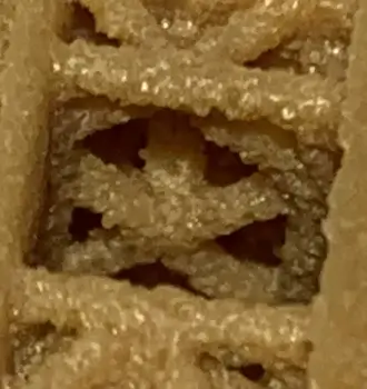 3D-gedruckte OsteoVy PEKK-Gitterstruktur von Vy Spine für verbesserte Knochenintegration Nahaufnahme der 3D-gedruckten OsteoVy PEKK-Gitterstruktur zur Förderung der Osseointegration bei Wirbelsäulenimplantaten