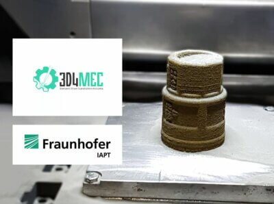 3D4MEC und Fraunhofer IAPT entwickeln In-situ Überwachung für 3D-Druck von Messing. Messingbauteil auf einer 3D-Druckplattform, hergestellt von 3D4MEC mit Unterstützung von Fraunhofer IAPT für In-situ Überwachung.