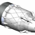 3D-Modell eines Außengehäuses für eine 400N-Mikro-Gasturbine, entwickelt mit 3D-Drucktechnologie von Aurora Labs für unbemannte Luftfahrzeuge