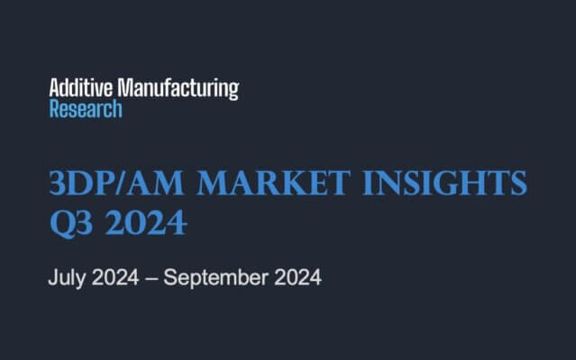Infografik zur Marktanalyse Q3 2024 von Additive Manufacturing Research mit Fokus auf das 9% Wachstum im 3D-Druck-Sektor.