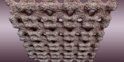 Strukturiertes, 3D-gedrucktes Bauelement aus recyceltem Marmorpulver zur Regulierung der Luftfeuchtigkeit in Innenräumen, entwickelt an der ETH Zürich