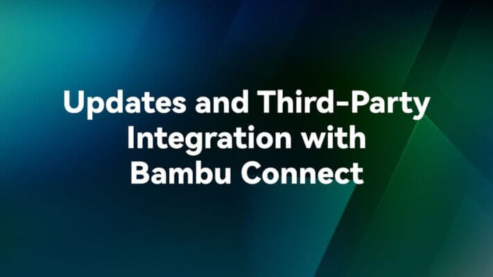 Darstellung zur Bekanntgabe von Sicherheitsupdates und Drittanbieter-Integration durch Bambu Lab mit „Bambu Connect“.