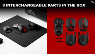 HyperX Pulsefire Saga Gaming-Maus mit austauschbaren Teilen und 3D-Druck-Optionen HyperX Pulsefire Saga Gaming-Maus, acht austauschbare Teile, anpassbar durch Open-Source-Druckvorlagen und 3D-Druck