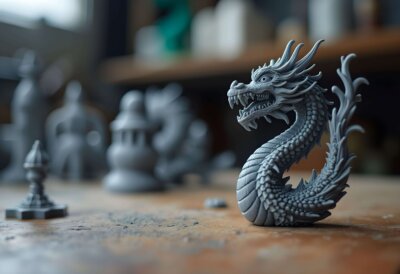 Ein mit SLA-3D-Druck hergestelltes Objekt Ein mit SLA-3D-Druck hergestellter Drache